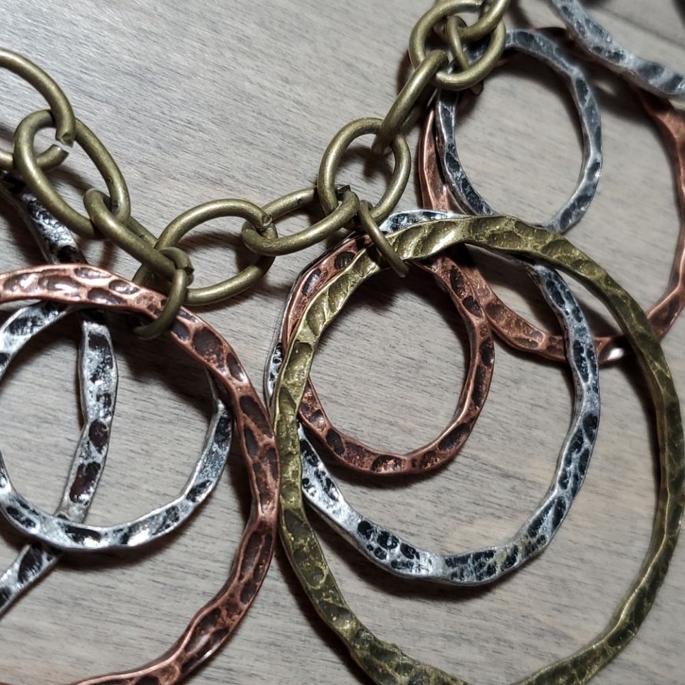 VCLM Copper, Silver and Brass loop Necklace